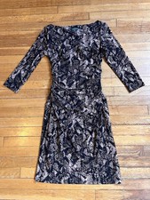 Lauren Ralph Lauren Dress Women’s 8 Snakeskin Print Brown 3/4 Sleeve Ruched