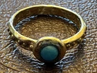 VTG 925 Sterling Silver Gold Plated Turquoise Bezel Set Ring Sz. 6 Made In Italy