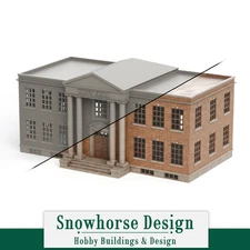 Town Hall (3D Printed/Unpainted) | Main Street Collection (HO/N Scale)