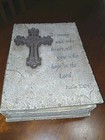 Stone Concrete Religious Box Bible box 10"x7.5" That Reads Psalms 31:24 — photo 1