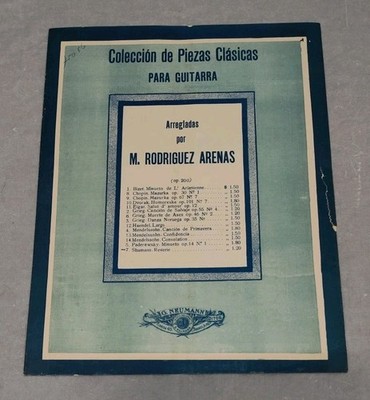 Mario Rodriguez Arenas Reverie De R. Schumann Sheet Music Classical Guitar Vtg