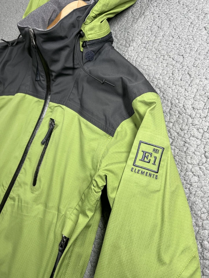 Куртка мужская REI Elements E1 средняя зеленая серая водонепроницаемая с капюшоном дождевик - Изображение 3 из 4