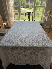 Gorgeous Thin White Lace Tablecloth Sz 115  X 64  EUC