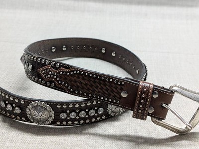 Ceinture Western Vintage Nocona En Peau D'iguane - Gris - Taille 26-28 - New Old Stock