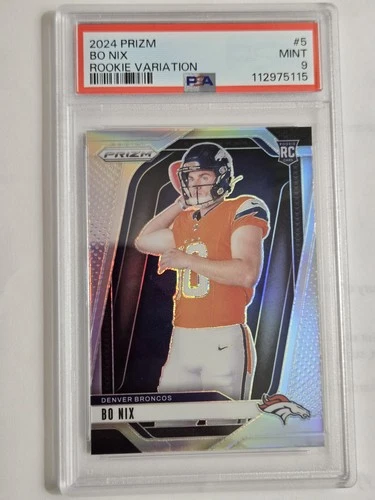 Bo Nix 2024 Panini Priam #5 Rookie Variation Silver PSA 9 Denver Broncos RC SP