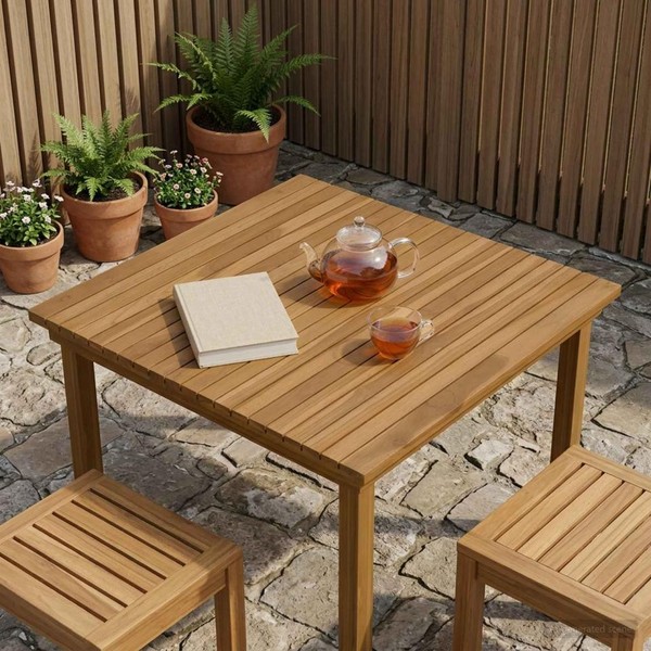 Tischplatte 80 X 80 X 3,5 Cm Quadratisch Massives Teakholz-image
