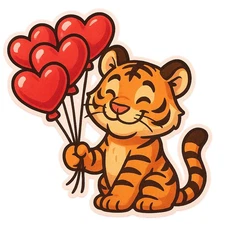 Funny Tiger Cartoon Car Sticker 9x9cm - Funny Animal Sticker for Car