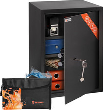 Business XL Key Lock Safe 50X35X36Cm with Fireproof Money Bag, Big Office Safe 6