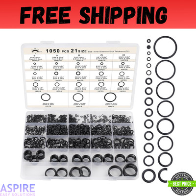 21 Size Rubber O Ring Set,1050 Pcs Black Small O Rings Assortment Kits,Assort...