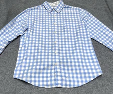 Original Weatherproof Vintage Plaid Mens Medium Blue Plaid Button Up Long Sleeve