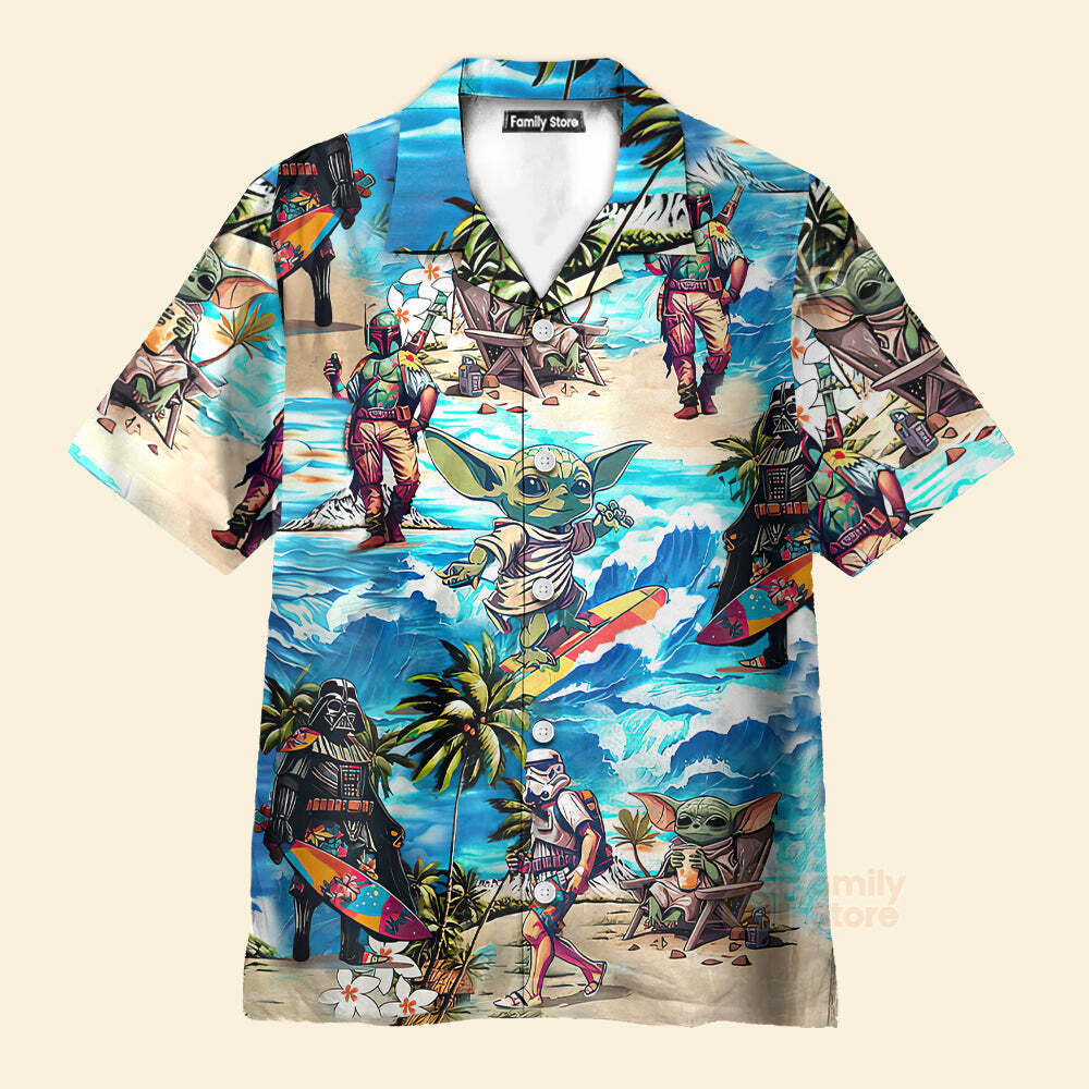 Special Star Wars Surfing Hawaiian Shirt for Men US Size Summer Style New Tropical Design