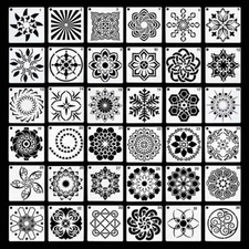 36 Pack Mandala Stencils 3.6"x3.6" Reusable Templates for DIY Painting Crafts