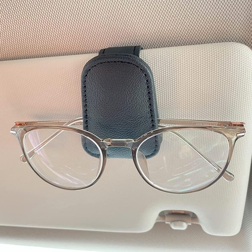 Car Leather Sunglasses Clip Sun Visor Mount Fastener Ticket Glasses Holder - Picture 7 of 22