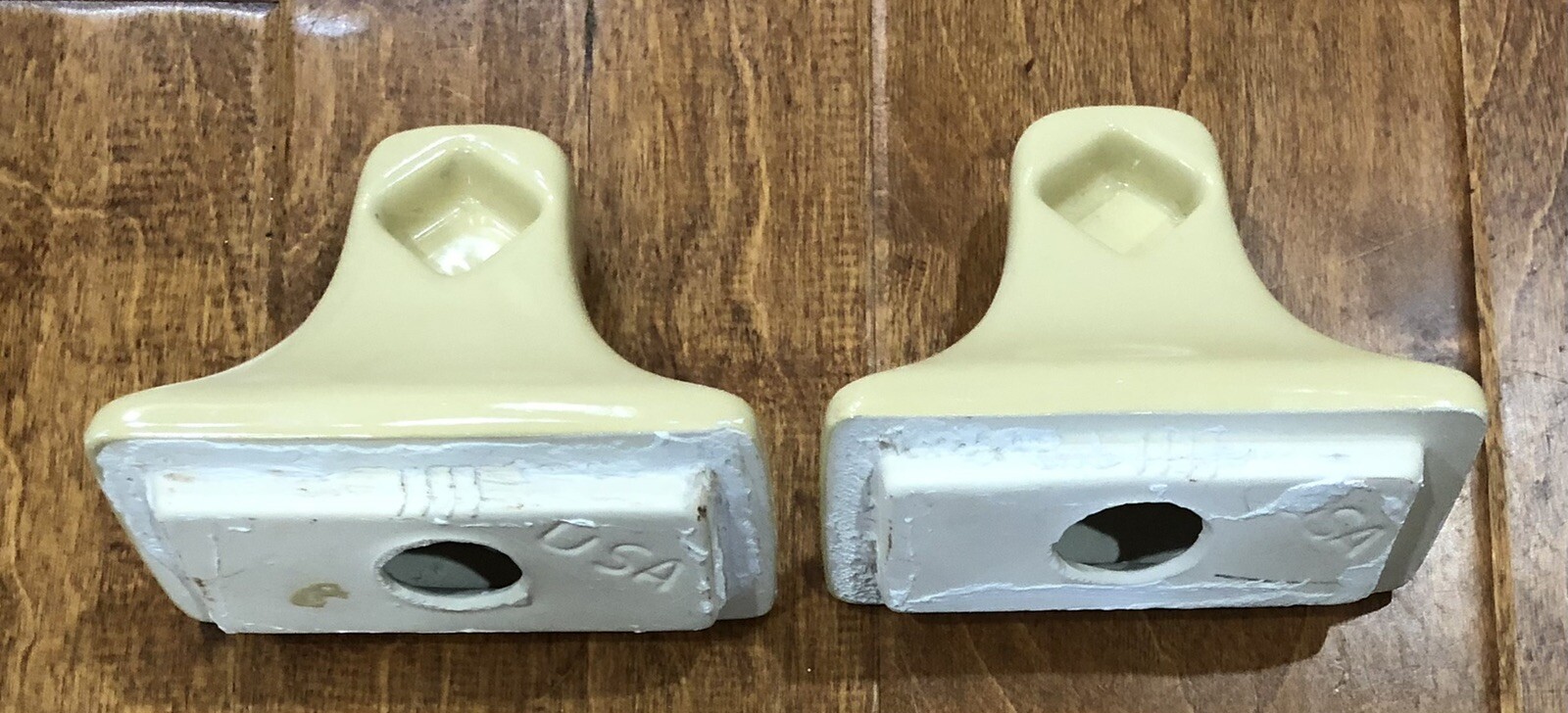 Vintage Pair Porcelain Ceramic Towel Bar Ends Beige eBay
