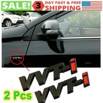 NEW 2X Black VVTI FENDER BADGE TRUNK BADGE Emblem Sticker Badge FIT ALL CARS
