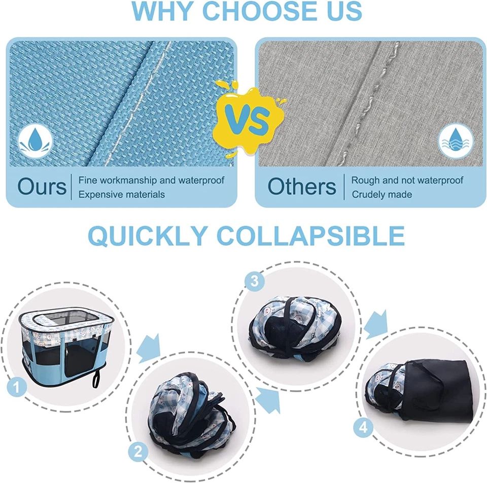 Tienda de campaña portátil para perros pop up mascota gato patio de recreo plegable ejercicio tienda casa Foto 4 de 4