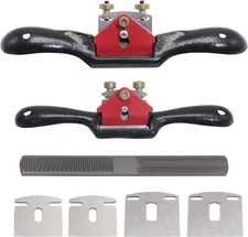 KOOTANS 2Pcs 9" 10" Adjustable Spokeshave with Flat Base, 4Pcs Replacement Blade
