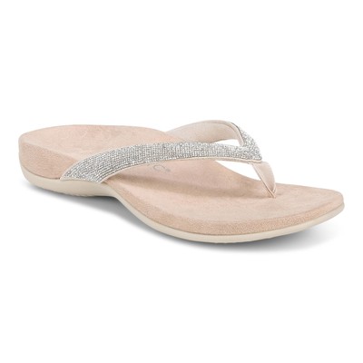 Vionic Dillon Shine Womens Thong Sandals - Stylish and Comfor Cream - 8.5 Wide