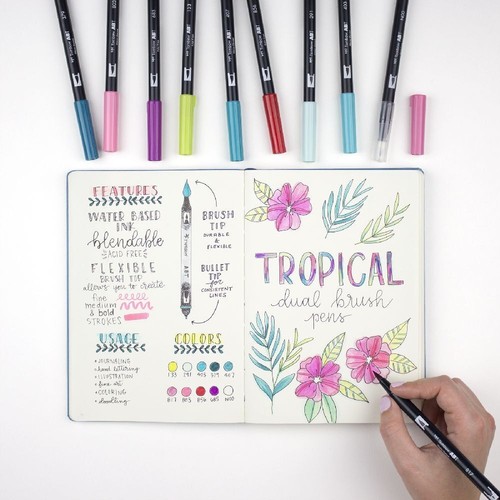 6pc Tombow Dual Brush Water-Based Pen Set Art/Craft Drawing Sketching Greyscale - Picture 7 of 9