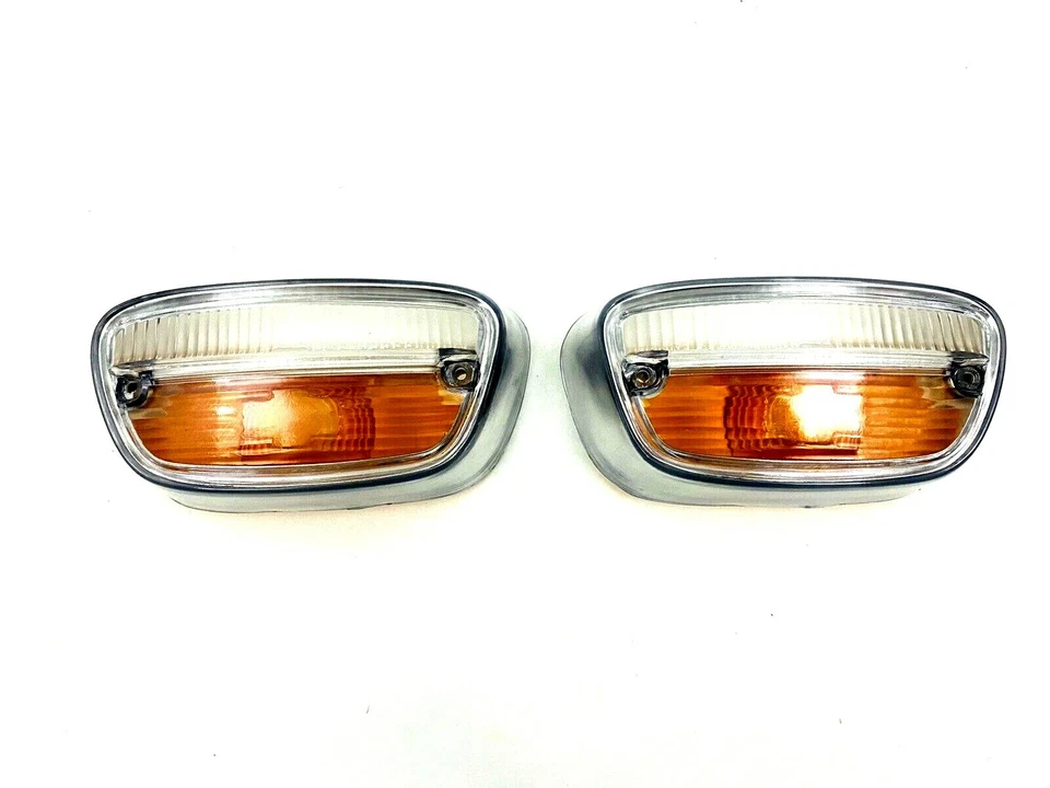 Juego de lentes de luz intermitente delantera izquierda y derecha cromada Peugeot 404 NUEVO #358-set Foto 3 de 4