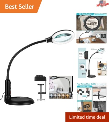 Professional Magnifying Glass with Clamp - 5 Color Modes - Stepless Dimmable