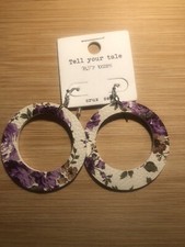 Springtime Flower Hoop Leatherette Earrings
