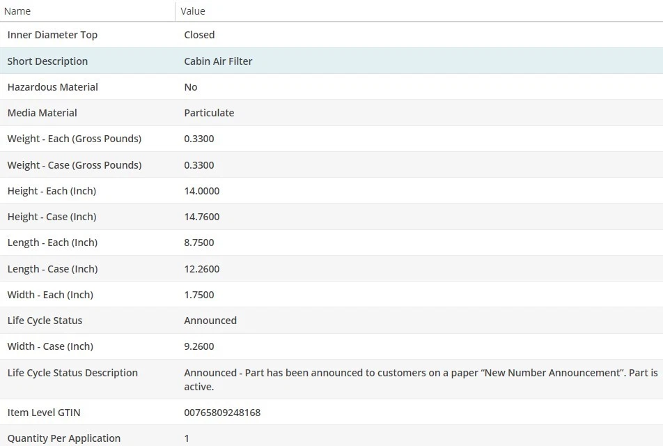 Filtro de ar de cabine WIX para MERCURY MARINER 2005-2007 V6-3.0L - Imagem 4 de 4