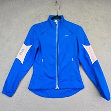 Nike Windbreaker Jacket Womens XS Blue Raglan Back Pocket Running Active Sports