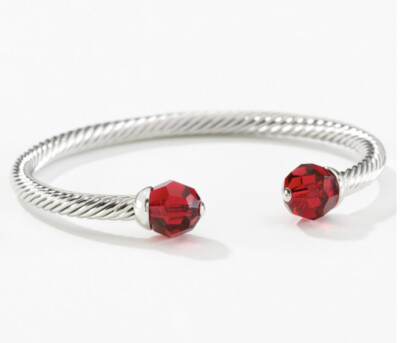  Touchstone Crystal Bracelet Cuff Red Rhodium 2 1/2  New Condition