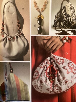 PATTERN Fabric Evening Bag Beaded Purse Drawstring Handbag NEW McCalls 5340