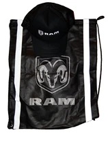 BLACK DODGE RAM Drawstring Cinch Bag Handle Baseball Mesh Snapback Hat 16.5"x19"