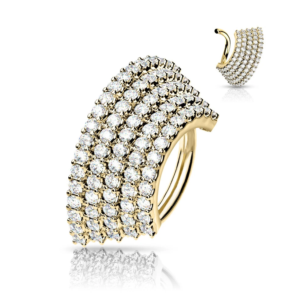 Anillo de aro flexible con placa en ángulo forrada de 5 circonitas cartílago oreja nariz daith anillo de tabique Foto 4 de 4