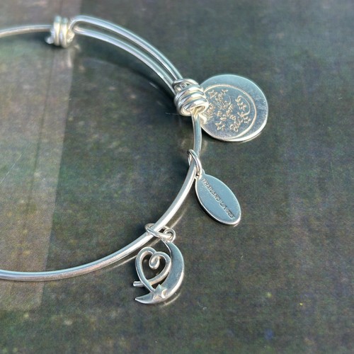 Hallmarked STERLING SILVER 925 Bangle Bracelet Dangle Charms Love to the Moon - Picture 8 of 10