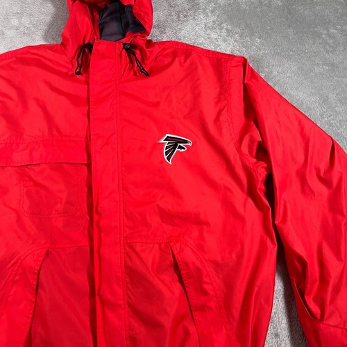 Atlanta Falcons Rain Jacket Mens Size L/X Red Windbreaker Hooded Lightweight - Picture 2 of 9