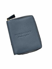 NWOT Burberry Unisex Dusty Teal Blue Walcott Soft Leather Mini Portfolio Case