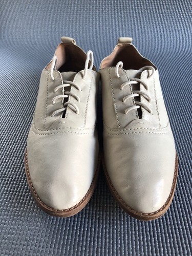 Frye Grace Damen Creme Leder Schuhe Schnürschuhe Flach Oxford US 7 M EU 37-38 UK 4-5