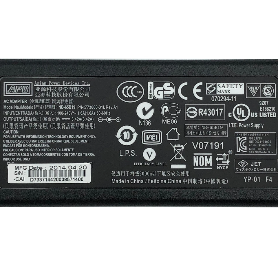Cargador adaptador de CA original APD para portátil ASUS X551C de 15,6 pulgadas Intel Core i3 Foto 2 de 4