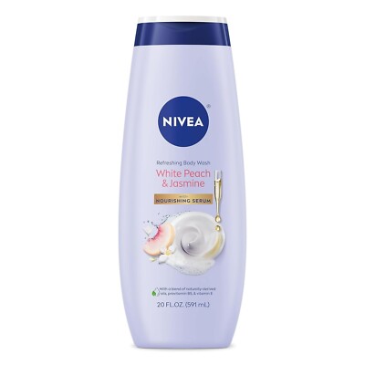 NIVEA Refreshing White Peach and Body Wash with Nourishing Serum Bottle 20 Fl Oz