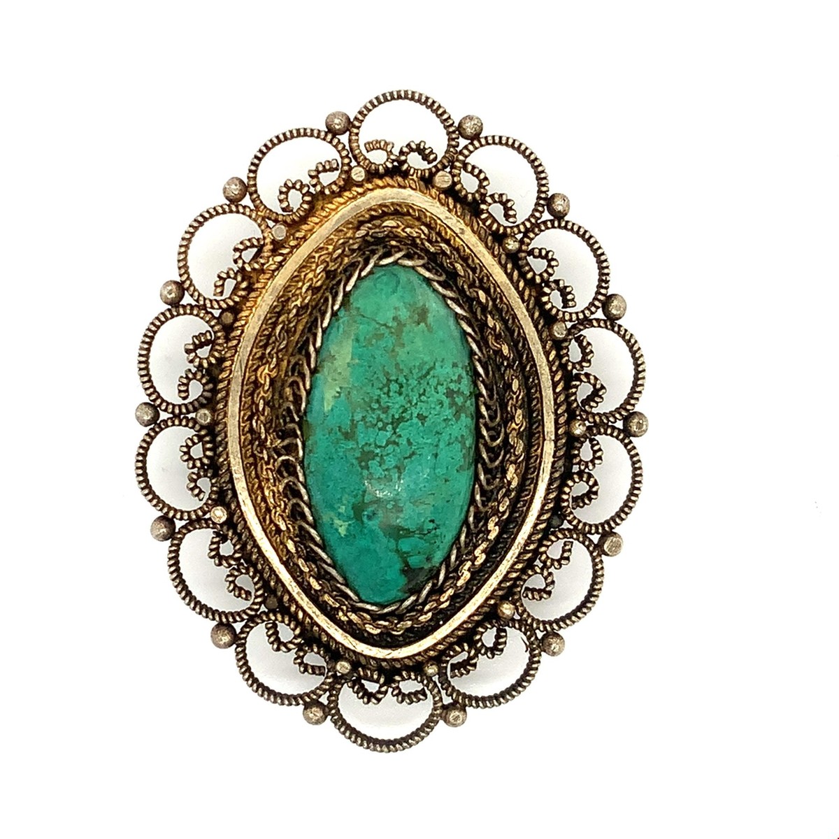Vtg Sterling Signed 935 Hebrew Jerusalem Oval Eilat King Solomon Brooch Pendant