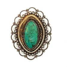 Vtg Sterling Signed 935 Hebrew Jerusalem Oval Eilat King Solomon Brooch Pendant