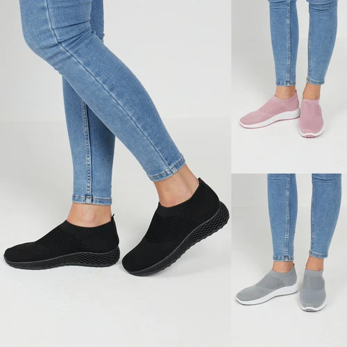 Ladies Running Trainers Sneakers Womens Slip On Jogging Gym Comfy Fashion Shoes