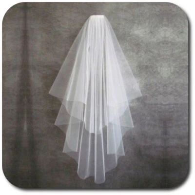 Schleier Brautschleier Ellenbog mit Kamm 2-lagig Hochzeit Braut Elfenbein Weiß