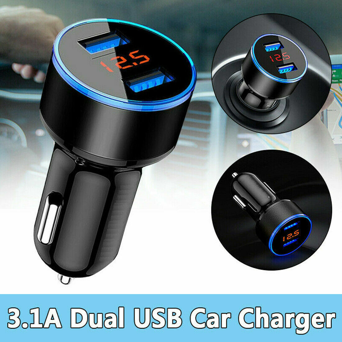 Car Cigarette Lighter Phone Charger Digital LED Voltmeter Auto