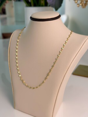14K Massiv Gold Statement Kette Oval Halskette 2,5mm 16'' 18'' Geschenk für Frauen, Italien