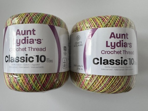 Aunt Lydia's Classic Cotton Crochet Thread Size 10~Lot Of 2~Sherbert~154-0882 - Picture 3 of 5