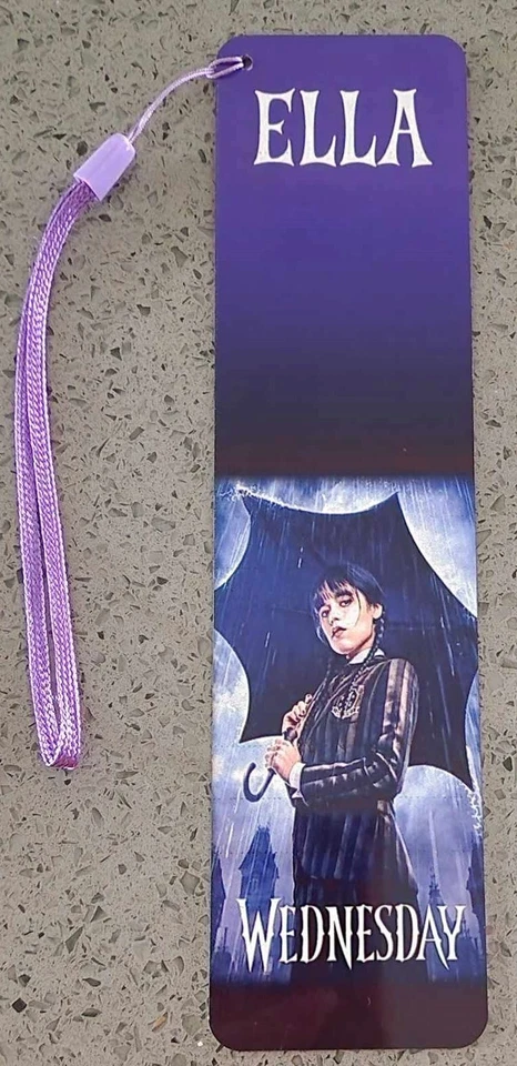 LITTLEHANDPRINTS TEACHING RESOURCES Bookmark for kids - Gift - Personalised with name- Wednesday - Aluminium