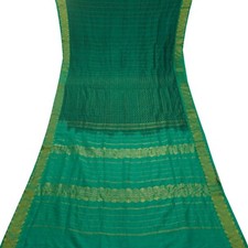 Vintage Teal Sarees 100 Pure Cotton Zari Handwoven South Indian Sari 5YD Fabric