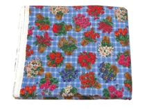 vintage fabric Cranston Print Works blue w/summer flowers cotton craft 2 yards