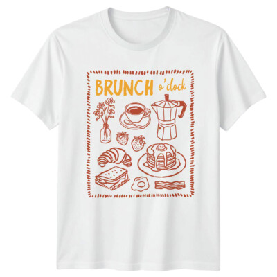 Brunch Oclock Brunch Food & Drink Mens T-Shirt Ladies Tee Graphic Unisex Top