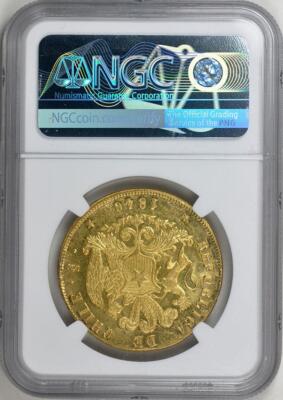 Chile Republic 1846 SO IJ 8 Escudos NGC UNC DTLS. The highest